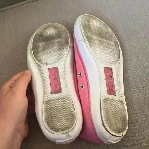 Ralph Lauren Pauline Sneakers Pink White Embroidered Logo retro shoes size 9 - Picture 9 of 9